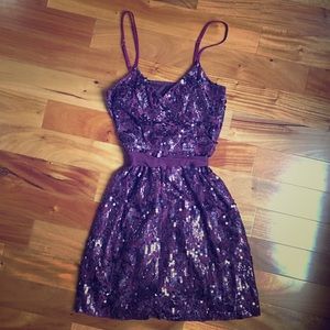 Express Sequin + Lace Mini Dress